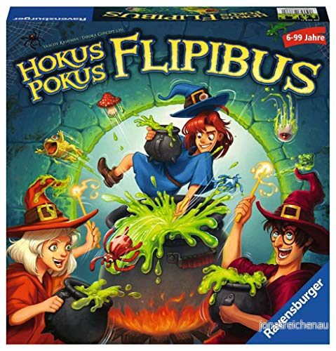 Ravensburger Barnlekar 20355 Hokus Pokus Flipibus actionspel med hoppeffekt för barn från 6 år 4005556203550
