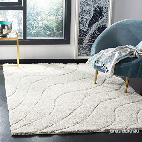 SAFAVIEH lurvig matta för vardagsrum, matsal, sovrum Florida Shag Collection, hög lugg, kräm, 122 x cm 195058933131