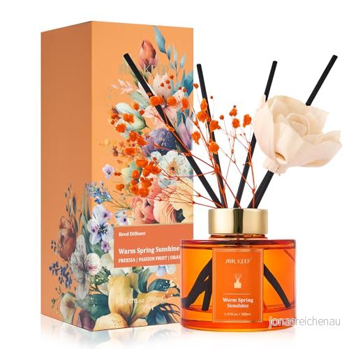 Airkeep Doftspridare 150 ml, varm vårsolsken Reed Diffuser Set, Rose doftspridare, luftfräschare för rum, badrum, kontor, skåp 765150280152