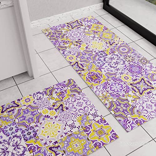 PETTI Artigiani Italiani - köksmatta, tvättbar halkfri kökslöpare, 52 x 340 cm, lila Vietri Design, 100% tillverkad i Italien 8053687764903