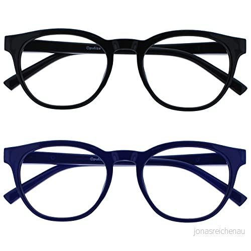 Opulize Blu pack 2 blå ljusblockerande läsglasögon svart anti reflekterande dator herr dam BB5 13, Svart/blå, +0,00 Dioptrías 5055955379270