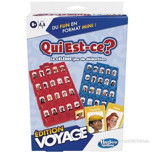 Hasbro Gaming Vem är det? Travel Edition, klassiskt gissningsspel, bärbart spel för 2 spelare, resespel barn 5010996164575