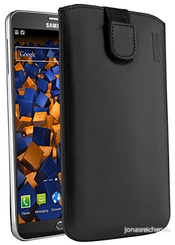 mumbi äkta läderfodral kompatibel med Samsung Galaxy Note 3/Note 3 Neo fodral läderväska plånbok svart 4251077206062