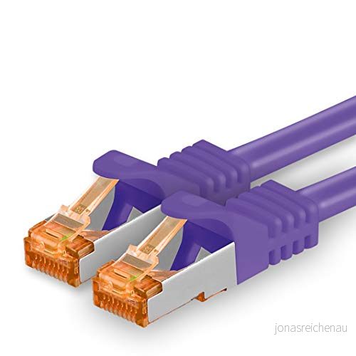 15m Cat.7 nätverkskabel violett 1 bit Gigabit Ethernet LAN kabel 10000 Mbit S patchkabel Cat7 FTP PIMF avskärmning LSZH raw Rj45 kontakt Cat 6a x 15 meter 4251073689432