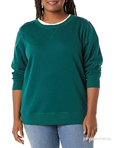 Amazon Essentials dam fransk frotté fleece rund hals sweatshirt (finns i plusstorlek), mörkgrön, X Small 195111698113