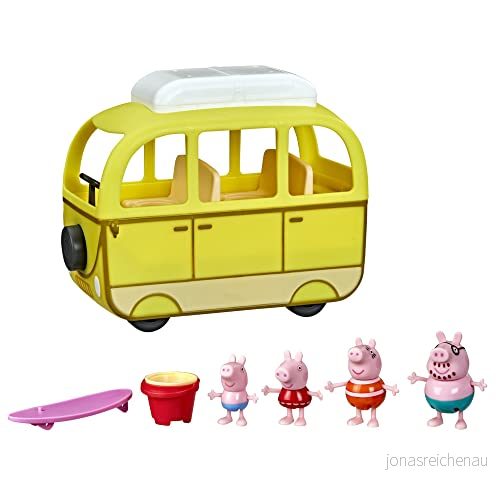 Peppa Pig Peppa’s Adventures Beach Campervan leksak för barn i förskoleåldern, 10 delar, rullande hjul, från 3 år 5010994125691