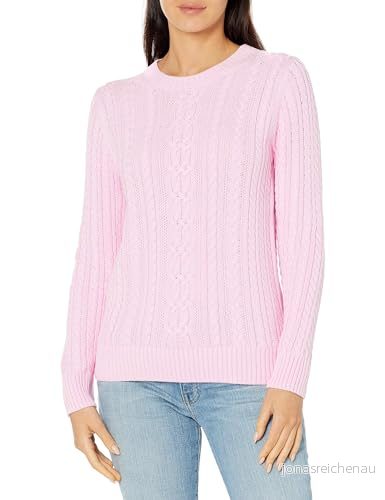 Amazon Essentials dam fiskarkabel långärmad tröja med rund hals (finns i plusstorlek), ljusrosa, medium 195111197784
