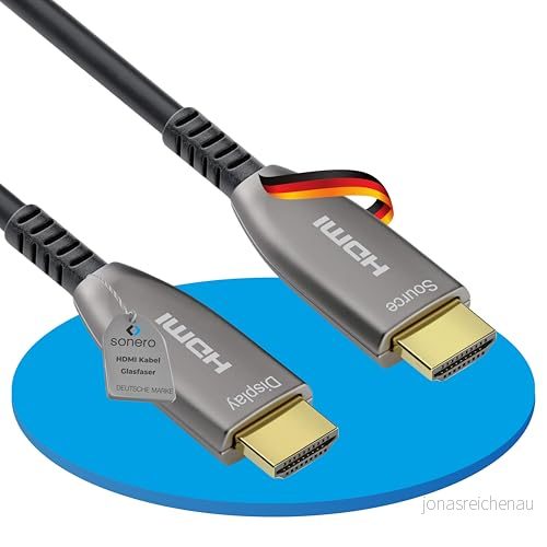 Sonero 30 m HDMI kabel 2.0b, fiberoptisk hybrid, UHD 2160P, 4K60Hz, 4:4:4, HDR, 18Gbps, svart 4251364723623