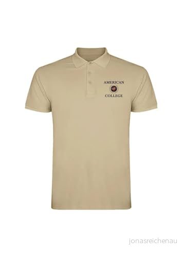 AMERICAN COLLEGE USA Kortärmad polotröja för män och kvinnor, Beige färg, M 3666052661629