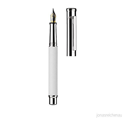Otto Hutt Reservoarpenna D04 mässing vit platina rutig guillochering matt 13,2 cm, linjebredd F, 018 11223 4250420822041