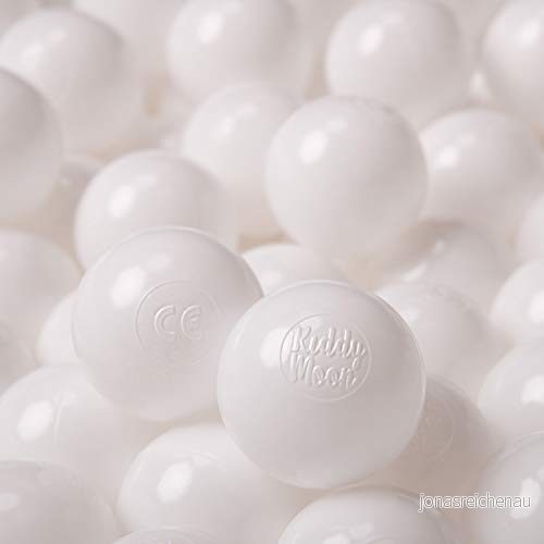 KiddyMoon 1200 Ø 6 cm barnbollar för bollbad lekbollar baby plastbollar tillverkad i EU, vit 5902687425310