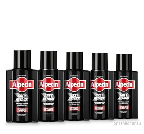 Alpecin Grey Attack koffein & Color Shampoo 5 x 75 ml gradvis hårmörkläggning Naturligt färgresultat från 3 4 veckor Ärftligt orsakat håravfall förebyggs 4008666270788