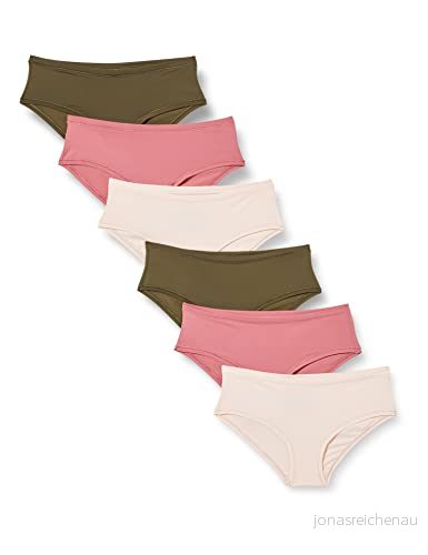Amazon Essentials hipsterunderkläder för kvinnor (finns i plusstorlek), paket med 6, rodna/mörk kaki grön/malva, 4X 196433842956