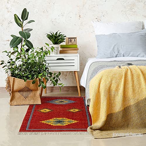 HAMID Kilim Lori matta med orientalisk design, 100% ull, matta, handvävd, hallmatta, vardagsrum, sovrum, entré (D.3, 110 x 60 cm) 8436605071473