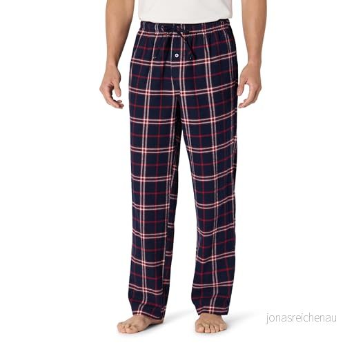 Amazon Essentials Men's Pyjamasbyxa i flanell (finns Big & Tall), Marinblå Röd Rutig, XL 191770623114