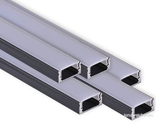 AFTERTECH 5 x 2 meter (10 m) 1708N 17 8 mm svart ALUMINIUMINIUM PROFIL FÖR STRIPS LED HÅRD STRIP m MT + lock (5 1708 fog) 8052532913879