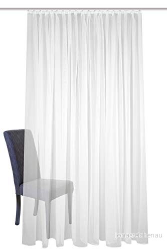 HOMEbasics 41600 färdig butik SABLIO, transparent, Sabléeffekt, veckband 1:3 cm, färg: vit, antal 1 x 225 450 cm 4056751398992