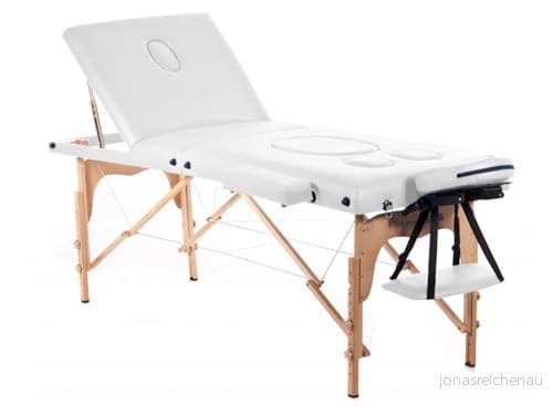 QUIRUMED massagebänk för gravida kvinnor, hopfällbar, 194 x 70 cm, vit färg, trä, konstläder, hål mage, ansikte, avtagbart huvud, upp till 150 kg 8435270763027