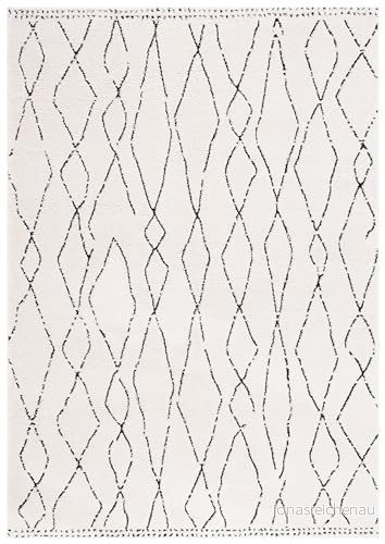 Safavieh Spaljé matta för vardagsrum, matsal, sovrum Melody Collection, kort lugg, elfenben och svart, 152 x 229 cm 195058820240