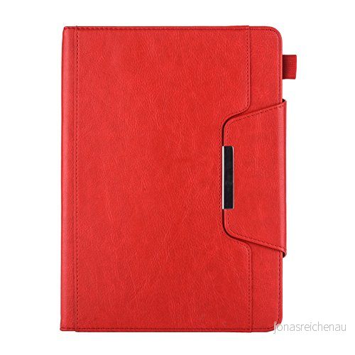 IPAD 10.2 Tablet Fodral (2019/2020/2021), Affärsstil, med kortficka och hårdvaruspänne, Premium läderfodral flera vinklar stativ röd 718182275399