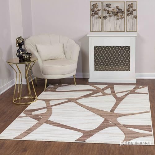 Surya Santa Cruz modern abstrakt matta för vardagsrum, matsal, vuxen och ungdomsrum, kök flerfärgad fläckig marmordesignmatta, mjuk 120 x 170 cm beige, brun, vit 889292543897