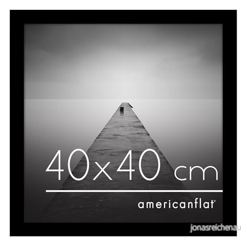 Americanflat 40x40 cm ram med polerad plexiglas Bred modell i konstruerat trä för vertikal eller horisontell väggmontering Epic Collection Svart 198301193405