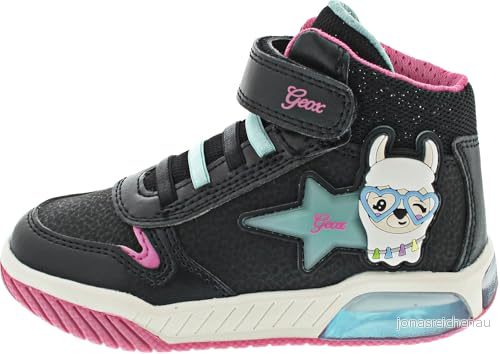 Geox J Inek Girl C, sneakers för flickor, Svart/aqua, 34 EU 8056206890923