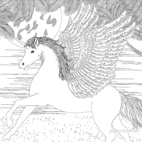 Honsell 12118 kilram med Pegasus motiv, format 30 x cm, förtryckt motiv för färgning akryl , akvarell och oljefärger samt filt färgpennor 4039874121180