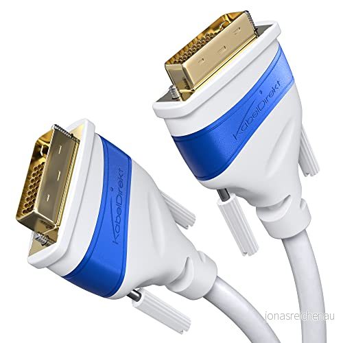 KabelDirekt Dual Link DVI kabel med ferritkärna för störningsfri signalöverföring 0,5m Vit (digitalt D/24+1 monitor kabel, 2560x1600 vid 60Hz eller Full HD/1080p) 4260538855374