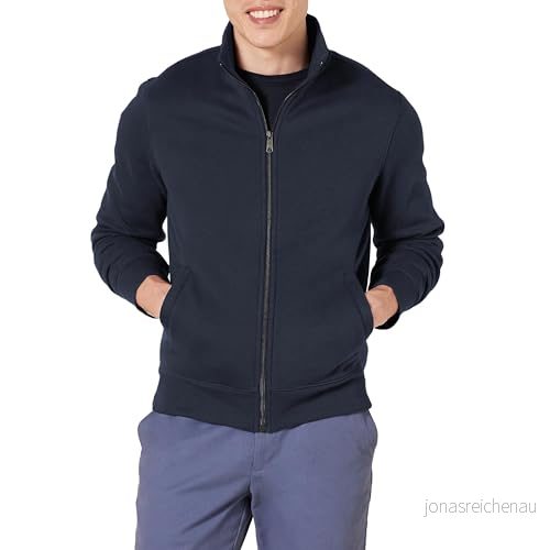 Amazon Essentials herrtröja helt blixtlås fleece tröja med stoppad hals, marinblå, Small 193548690137