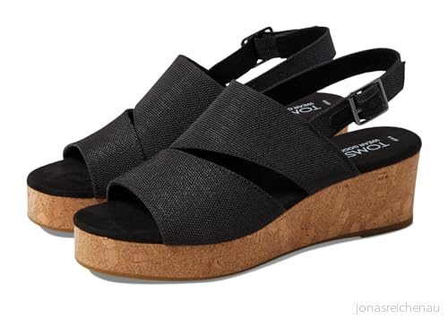TOMS Claudine kil sandal, Black melange Woven, 3 UK, Svart vävd, 35.5 EU 195703476877