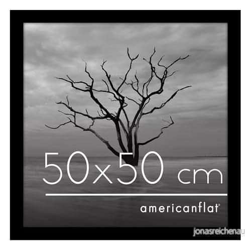 Americanflat 50x50 cm ram med polerad plexiglas Bred modell i konstruerat trä för vertikal eller horisontell väggmontering Epic Collection Svart 198301011938