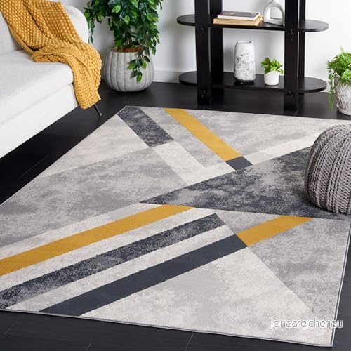 Safavieh Modern matta för vardagsrum, matsal, sovrum Odyssey Collection, kort lugg, grå och svart, 122 x 183 cm 195058810302