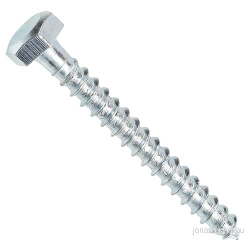 AERZETIX Set med 50 träskruvar skruvskruv sexkantshuvud 6 sidor M7 x 60 mm Galvaniserat stål DIN571 metall DIY C44569 3800946813514