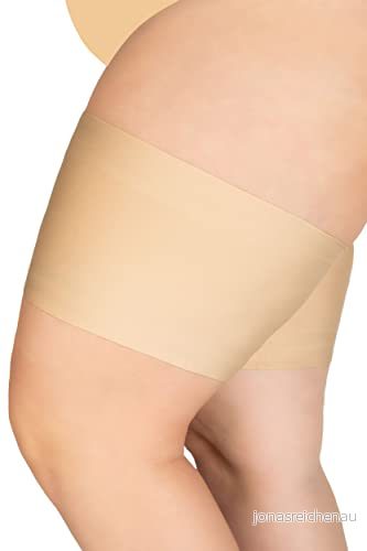 Annes styling kvinnor elastiska lårband anti skavning förhindrar lårgnuggning satin och spetsfodrat skydd halkskydd silikon, Naturligt, L 5902067803653