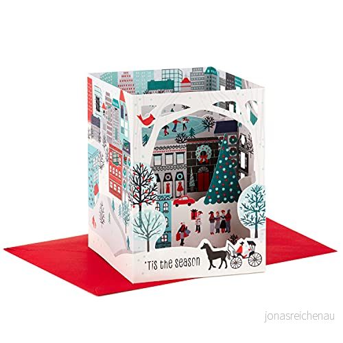 Hallmark Paper Wonder Box Pop Up julkort, vinterstad (8 kort och kuvert) 726528433303