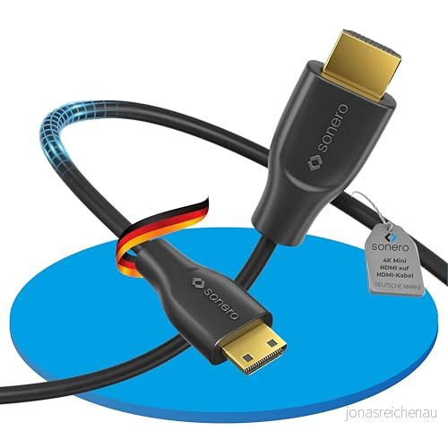Sonero® 4K mini HDMI till kabel, premium hög hastighet, 60 Hz, kontakt kontakt, förgyllda kontakter, dubbel avskärmning, PVC kappa, 1,00 m 4251364736302