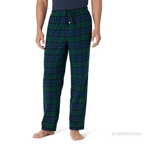 Amazon Essentials Men's Pyjamasbyxa i flanell (finns Big & Tall), Mörkgrön Marinblå Blackwatch rutig, L 191770623046