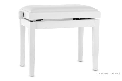 GEWA Pianobänk Deluxe vinyl Vit matt Massivt trä Sitsöverdrag i Sits 52x30cm Höjdjusterbar Höghållfast infästning 2t brottlast 4046662306506