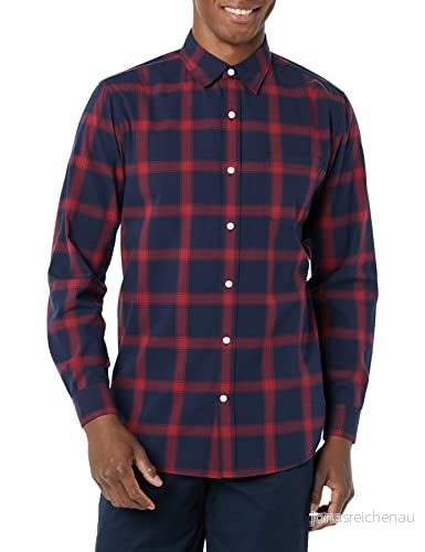Amazon Essentials Herr långärmad smal passform stretch poplin skjorta, marinblå röd buffel pläd, X Small 196433226909