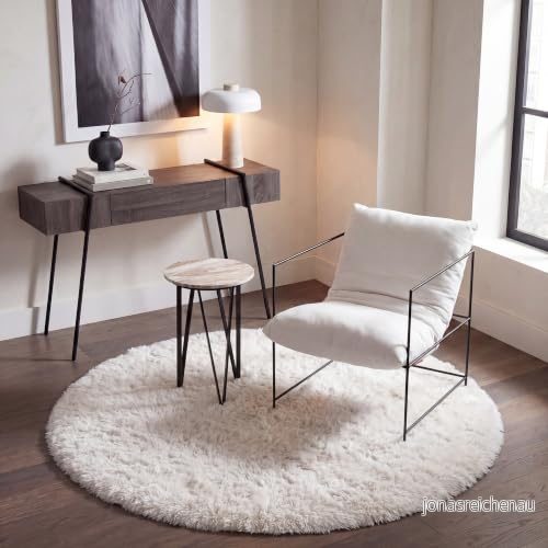 Safavieh Chatham Shag matta, handtuftad polyester rund matta i elfenben, 152 x cm 683726971849