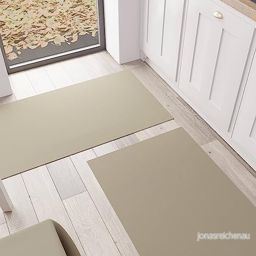PETTI Artigiani Italiani - Köksmatta, halkfri tvättbar löpare, enfärgad löpare 52 x 80 cm brungrå, 100% tillverkad i Italien 8056897030707