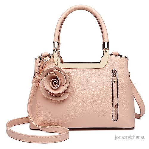 Miss Lulu handväska med blommor axelväska elegant konstläder retro väska dam (Rosa) 6933400879164