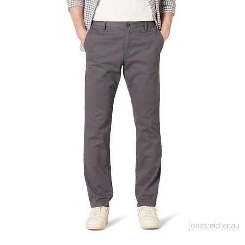 Amazon Essentials Herr Slim Fit Skrynkelbeständig platt framsida Chino byxa, grå, 30 B x L 191770238509