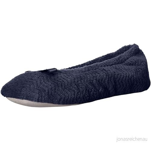 Isotoner Chevron Microterry Ballerina tofflor för damer, Marinblå, 37/38.5 EU 22653620916