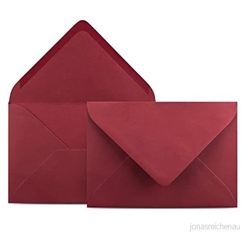 75 kuvert DIN C6 mörkröd 11,4 x 16,2 cm med 120 g/m² våtlimning, spetsig klaff utan fönster Colours 4 you 4251626322427