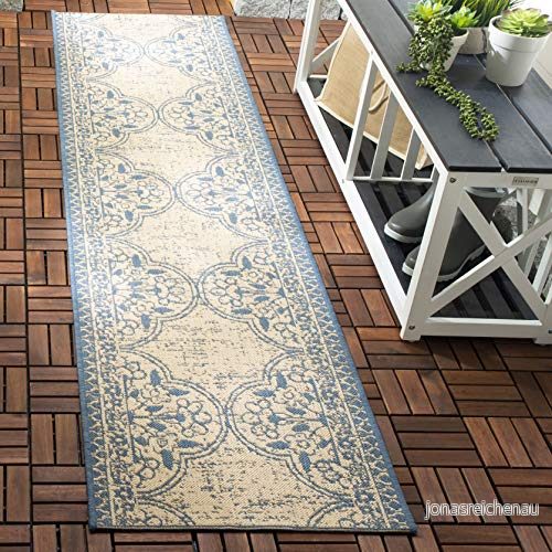 Safavieh Isla multifunktionell inomhus/utomhatta, vävd polypropylenlöpare matta i blå/kräm, 62 x 240 cm 889048611467