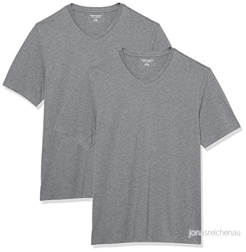 Amazon Essentials kortärmad v ringad t shirt för män (finns i stor och lång), 2 pack, grå ljung, 3X Large Big 196433599713