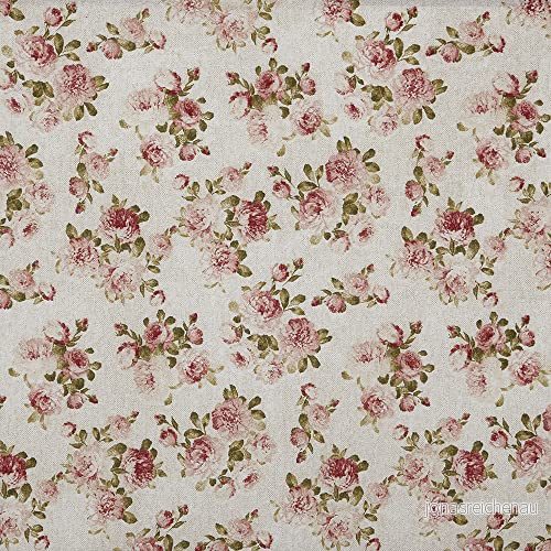 Kt KILOtela Tryckt duk tyg, Dekoration, Klädsel, Kuddar, Gardiner, överkast, Väskor, Dukar, 300 cm Lång x 280 Bred, Blommor, Rosa, Beige ─ 3 meter 8435713700688