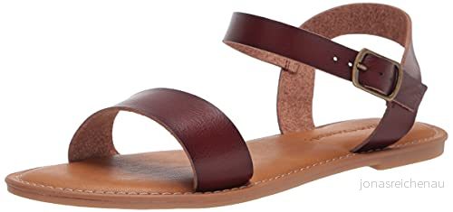 Amazon Essentials dam två remmar spänne sandal, Brun, 7 US 840174923398